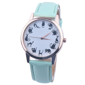 New Fashion Women Watches montre femme Casaul Cat Pattern Leather Band Quartz Watches Women Relogio Feminino Bayan Kol Saati Fi