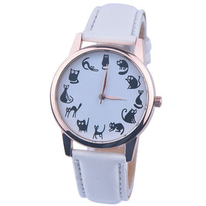 New Fashion Women Watches montre femme Casaul Cat Pattern Leather Band Quartz Watches Women Relogio Feminino Bayan Kol Saati Fi