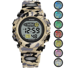 Load image into Gallery viewer, SYNOKE Sports Military Kids Digital Watches Student Children&#39;s Watch Fashion Luminous Led Alarm Camouflage Green Boy Clock