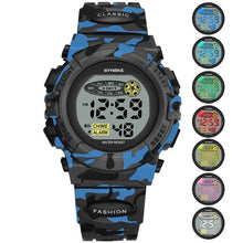 Load image into Gallery viewer, SYNOKE Sports Military Kids Digital Watches Student Children&#39;s Watch Fashion Luminous Led Alarm Camouflage Green Boy Clock