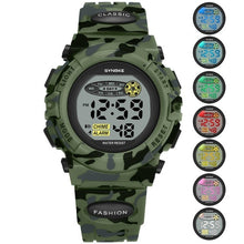 Load image into Gallery viewer, SYNOKE Sports Military Kids Digital Watches Student Children&#39;s Watch Fashion Luminous Led Alarm Camouflage Green Boy Clock