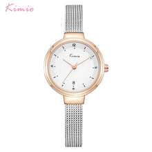 Load image into Gallery viewer, KIMIO Women&#39;s Stainless Steel Mesh Strap Dress Watches Woman Ladies Simple Bracelet Wrist Watch Clock Calendar Display With Box