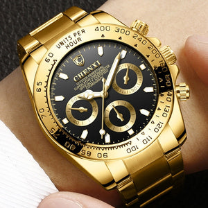 Chenxi Top Brand Watch Stainless Steel Mens Watches Luxury Gold Watches For Men Luxury Business Men's Watch reloj hombre 2018